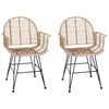 vidaXL Dining Chair 2 pcs Natural 57 x 54.5 x 85 cm Rattan and Iron