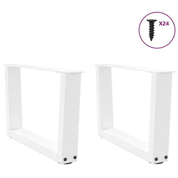 vidaXL Coffee Table Legs V-Shape 2 pcs White 60x(30-31.3) cm Steel