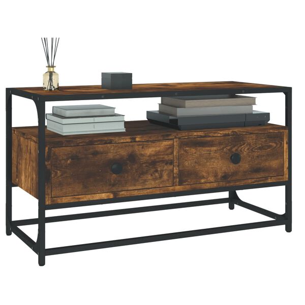 vidaXL TV Cabinet Smoked Oak 80x35x45 cm Engineered Wood