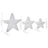 vidaXL Christmas Decoration Stars 3 pcs Silver Mesh LED Outdoor Indoor