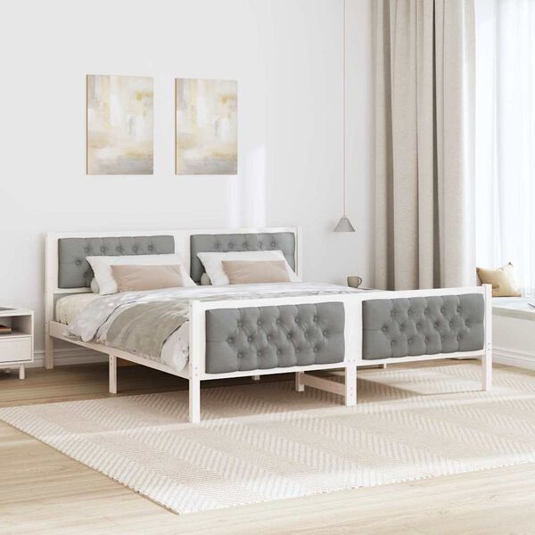 vidaXL Bed Frame Light Grey 180 x 200 cm Solid Pine Wood