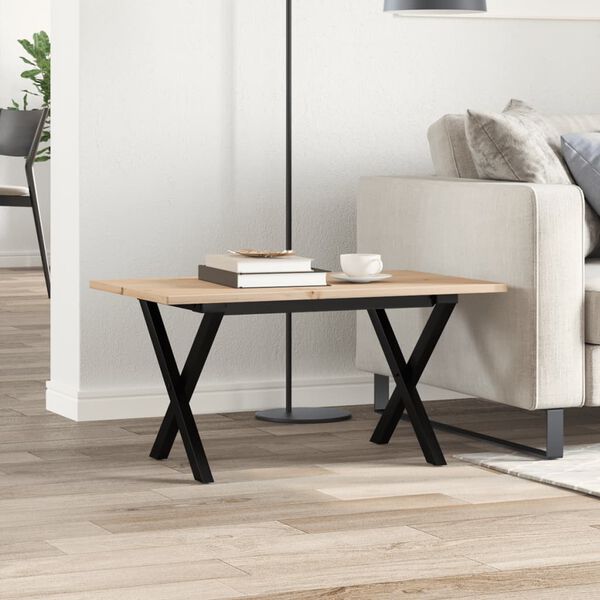 vidaXL Coffee Table X-Frame 80x50x40 cm Solid Wood Pine and Steel