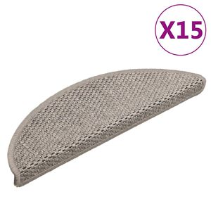 vidaXL Stair Mats Self-adhesive Sisal-Look 15 pcs 56x17x3 cm Silver