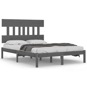 vidaXL Bed Frame without Mattress Grey 200x200 cm Solid Wood