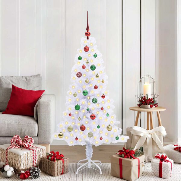 vidaXL Artificial Christmas Tree with Stand White 150 cm PVC and Steel