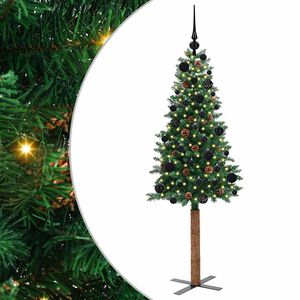 vidaXL Slim Christmas Tree Green 150 cm PVC and Solid Pine wood