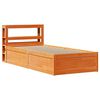 vidaXL Bed Frame with Headboard Wax Brown 100x200 cm Solid Wood Pine