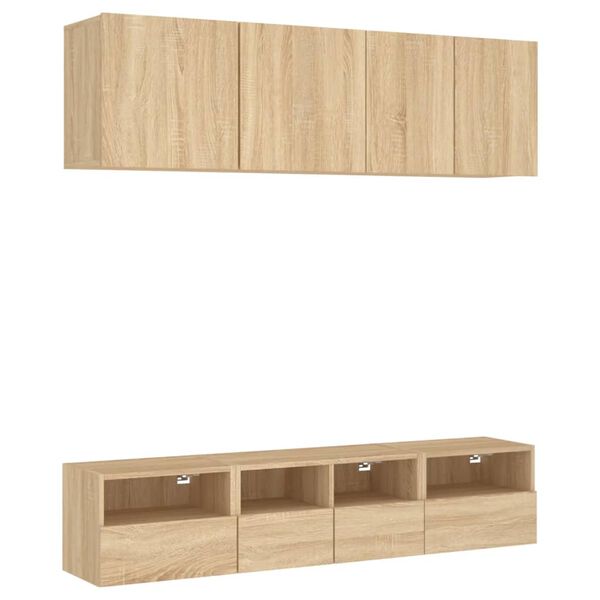 vidaXL 5 Piece TV Wall Units Sonoma Oak Engineered Wood