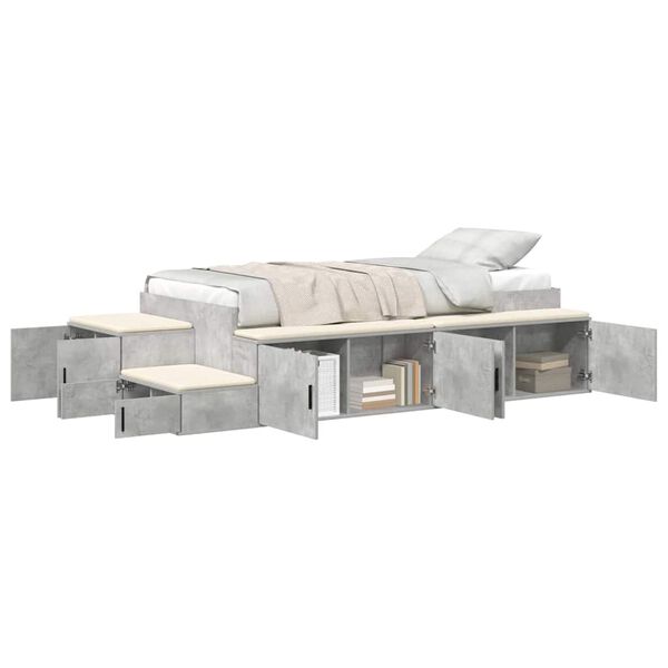 vidaXL Storage Bed Frame Concrete Grey 80 cm Engineered Wood