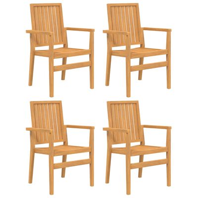 vidaXL Stackable Garden Chairs 4 pcs 56.5x57.5x91 cm Solid Wood Teak