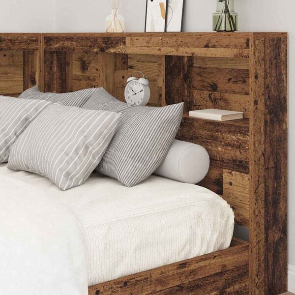 vidaXL Storage Headboard with Shelf Old Wood 120 cm Engineered Wood