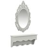 vidaXL Wall Shelf Set for Keys&Jewelery with Mirror and Hooks Grey