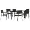 vidaXL 7 Piece Garden Dining Set Black Poly Rattan