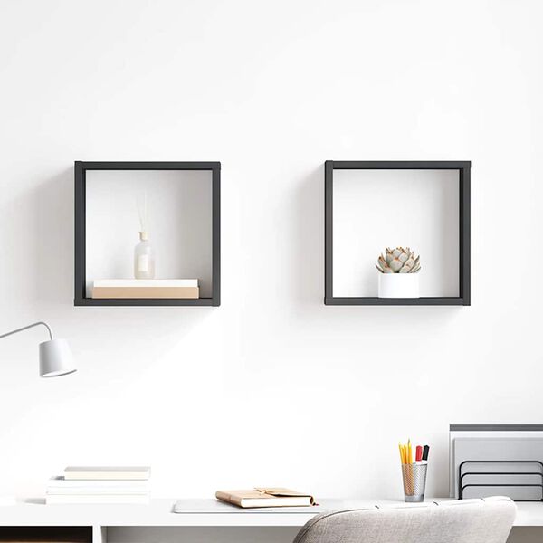 vidaXL Wall Cube Shelves 2 pcs Grey 30x15x30 cm