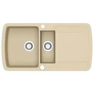 vidaXL Granite Kitchen Sink Double Basins Beige