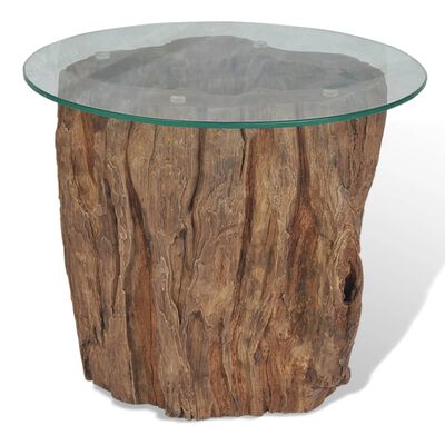 vidaXL Coffee Table Teak Glass 50x40 cm