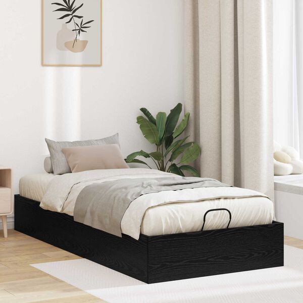 vidaXL Ottoman Bed Frame Black Oak 203 x 100 x 25 cm Engineered Wood