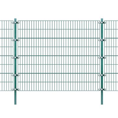 vidaXL Fence Panel with Posts Powder-coated Iron 6x1.6 m Green