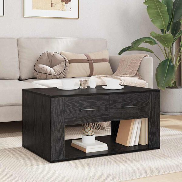 vidaXL Coffee Table Black Oak 80 x 50 x 40 cm Engineered Wood