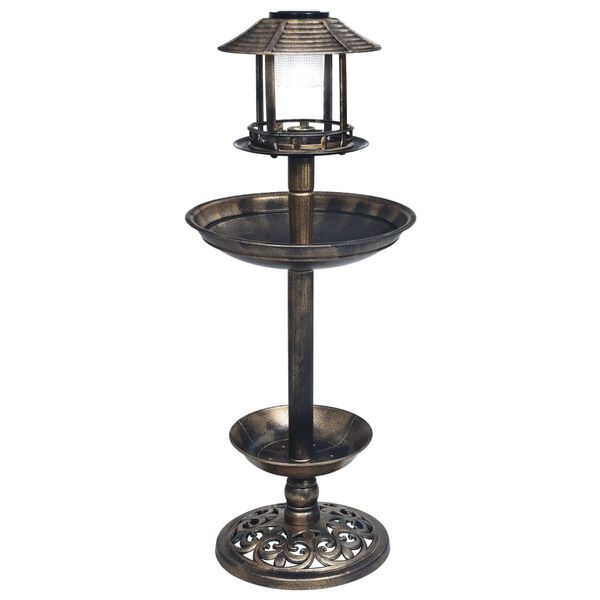 vidaXL Decorative Birdbath with Solar Powered LED Lights Plastic