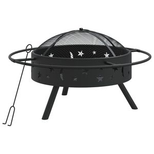 vidaXL Fire Pit with Poker 70 cm XXL Steel