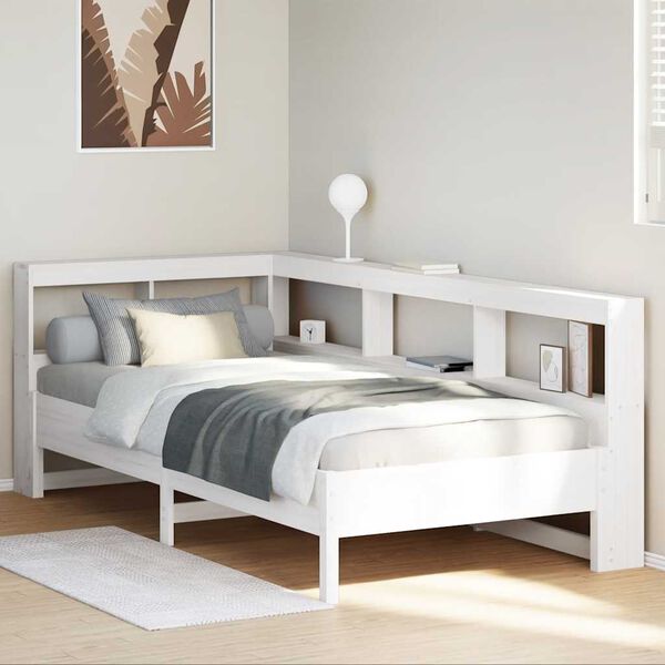 vidaXL Bookcase Bed without Mattress White 90x190 cm Solid Wood Pine