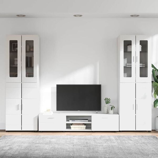 vidaXL TV Cabinet Set with Drawer with Shelf White Engineered Wood