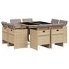 vidaXL 9 Piece Garden Dining Set with Cushions Mix Beige Poly Rattan