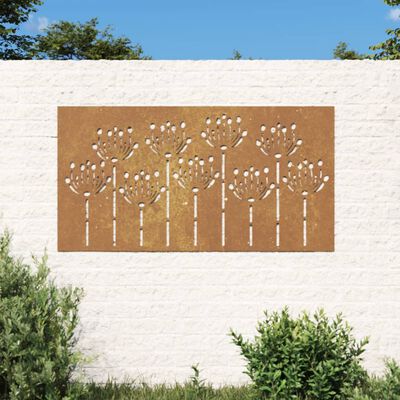 vidaXL Garden Wall Decoration 105x55 cm Corten Steel Flower Design