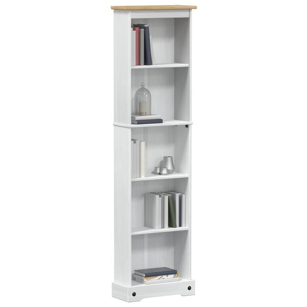 vidaXL Bookcase White 46 x 20 x 170 cm Solid Pine Wood
