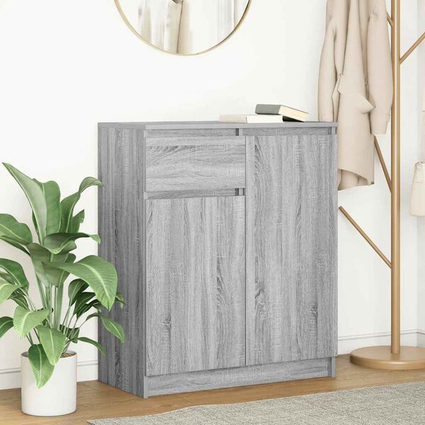 vidaXL Sideboard with Drawer Grey Sonoma 71x35x84 cm Engineered Wood