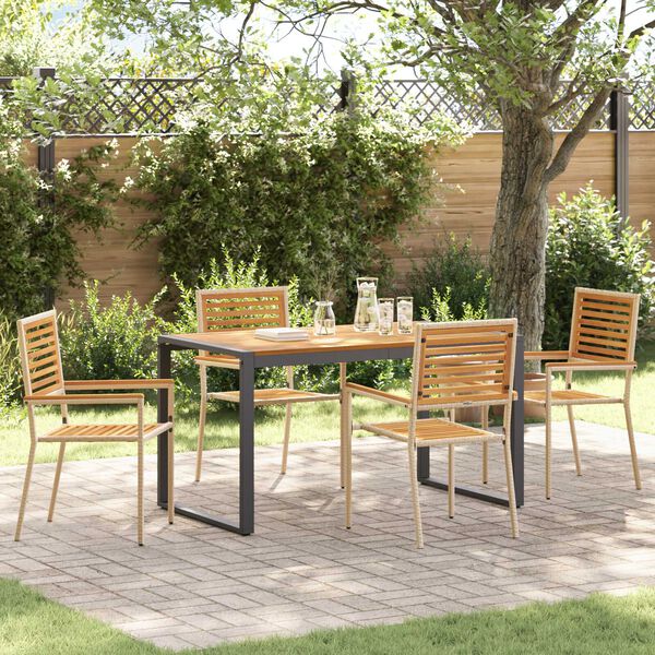 vidaXL Garden Dining Set 5 pcs Beige 140 x 80 x 75 cm Poly Rattan
