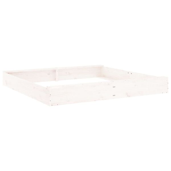 vidaXL Sandbox with Seats White Square Solid Wood Pine