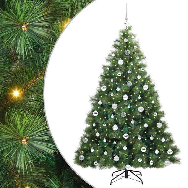 vidaXL Artificial Christmas Tree with 300 LEDs Green 180 cm PE and PVC
