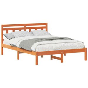 vidaXL Bed Frame Brown 135 x 190 cm Solid Pine Wood