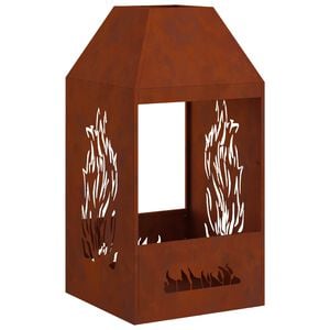 vidaXL Fire Pit Brown 50 x 50 x 100 cm Weather Steel