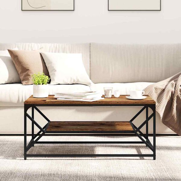 vidaXL Coffee Table Old Wood 90 x 50 x 40 cm Engineered Wood and Steel