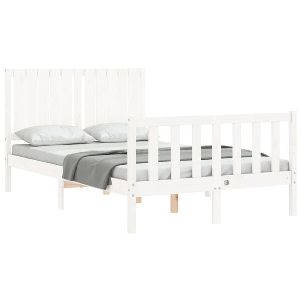 vidaXL Bed Frame without Mattress White Small Double Solid Wood Pine