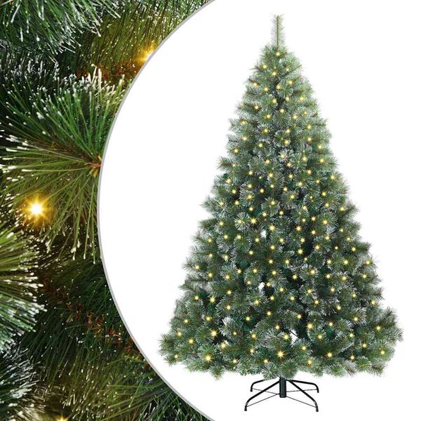 vidaXL Artificial Christmas Tree with 300 LEDs Green 180 cm PE and PVC