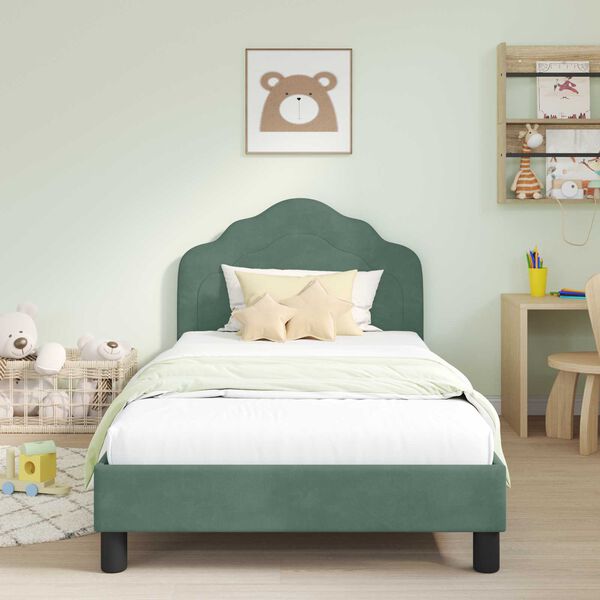 vidaXL Children's Bed Frame with Headboard Sea Green 90 x 200 cm