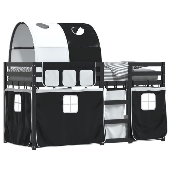 vidaXL Bunk Bed without Mattress White&Black 90x200 cm Solid Wood Pine