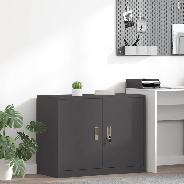 vidaXL Storage Cabinet Black 90 x 40 x 70 cm Steel