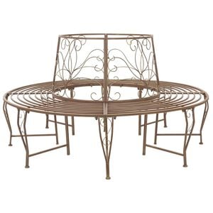 vidaXL Tree Bench 8-Seater &Oslash; 160 x 89 cm Steel Antique Brown Round