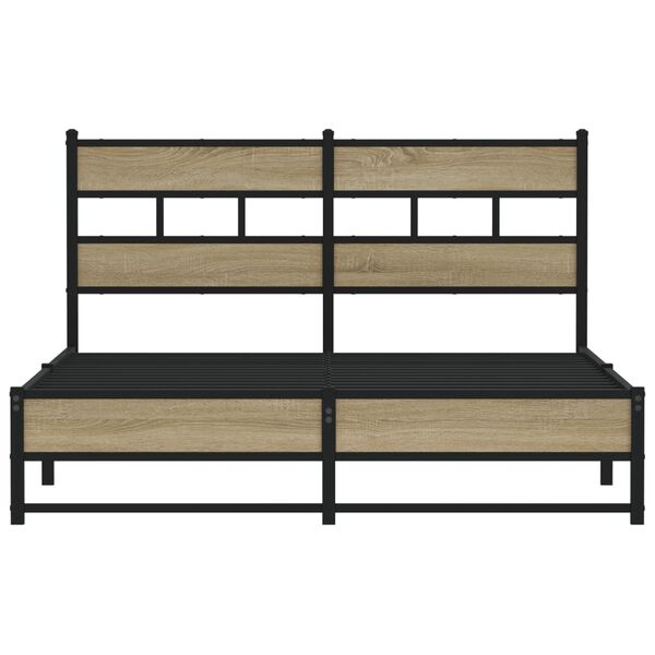 vidaXL Metal Bed Frame without Mattress Sonoma Oak 150x200 cm King Size