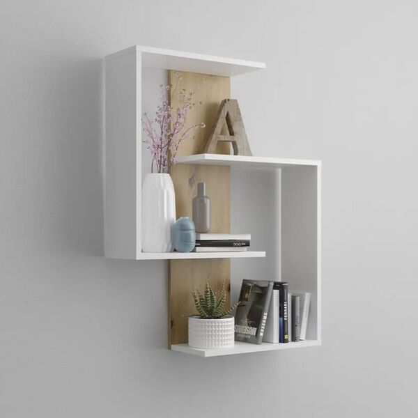 FMD Wall-mounted Reversed Shelf White Artisan Oak