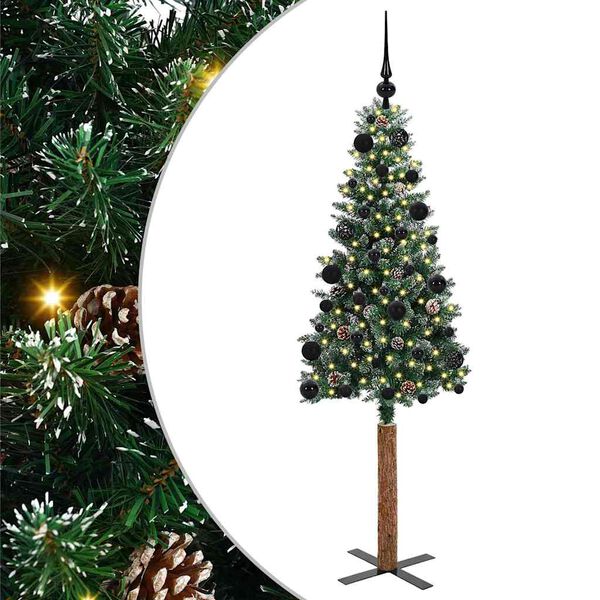 vidaXL Slim Christmas Tree with 150 LEDs Green and White 150 cm