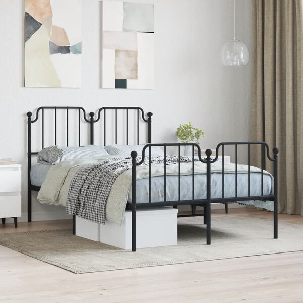 vidaXL Metal Bed Frame without Mattress with Footboard&nbsp;Black 120x200cm