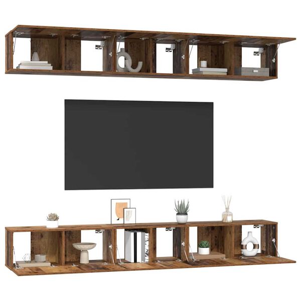 vidaXL TV Cabinet Set Wall-mounted 6 pcs Old Wood Engineered Wood