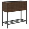 vidaXL Garden Planter with Shelf Brown Poly Rattan
