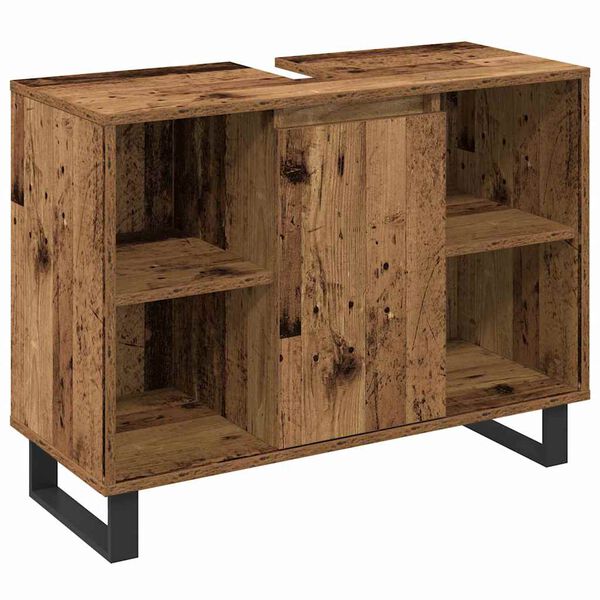 vidaXL Bathroom Furniture Set with Shelf 3 pcs Brown Engineered Wood